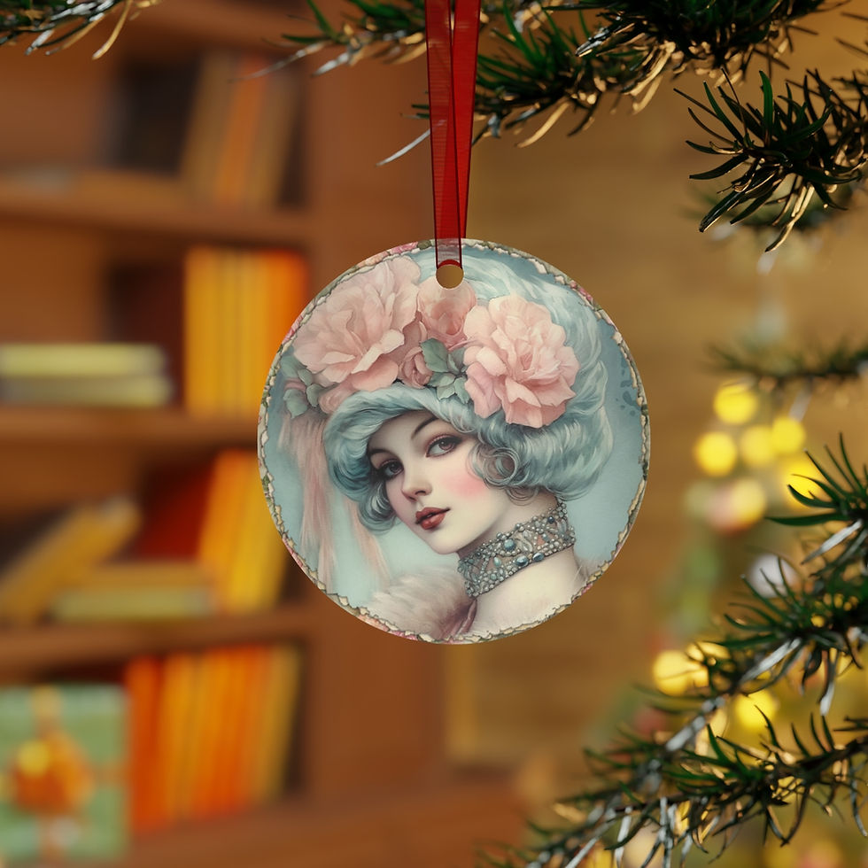Thumbnail: Shabby Victorian Christmas Ornament Beautiful Woman Artistic Christmas Decor