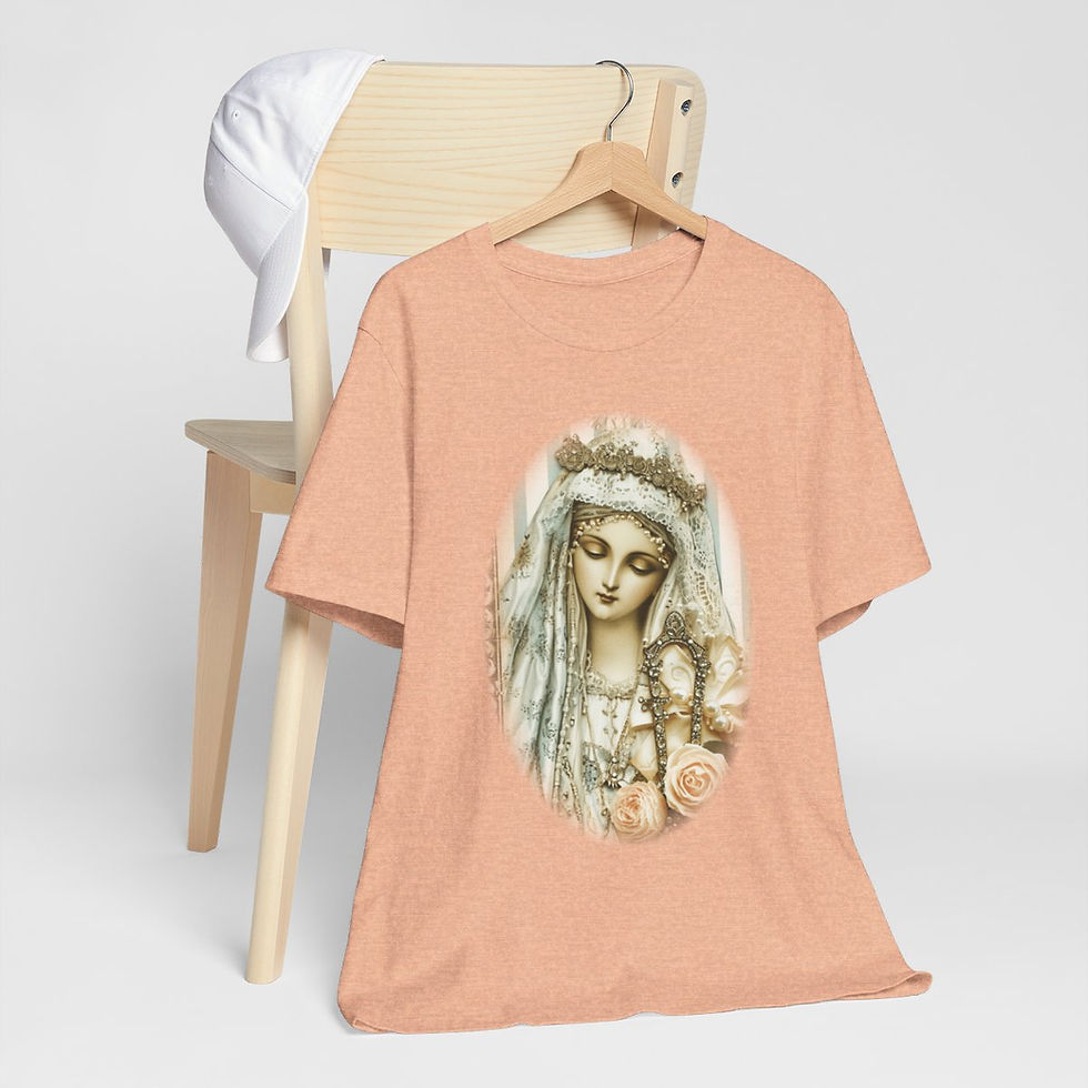 Thumbnail: Shabby Virgin Mary T-Shirt Ave Maria Religious Faith Art Tee Catholic Gifts