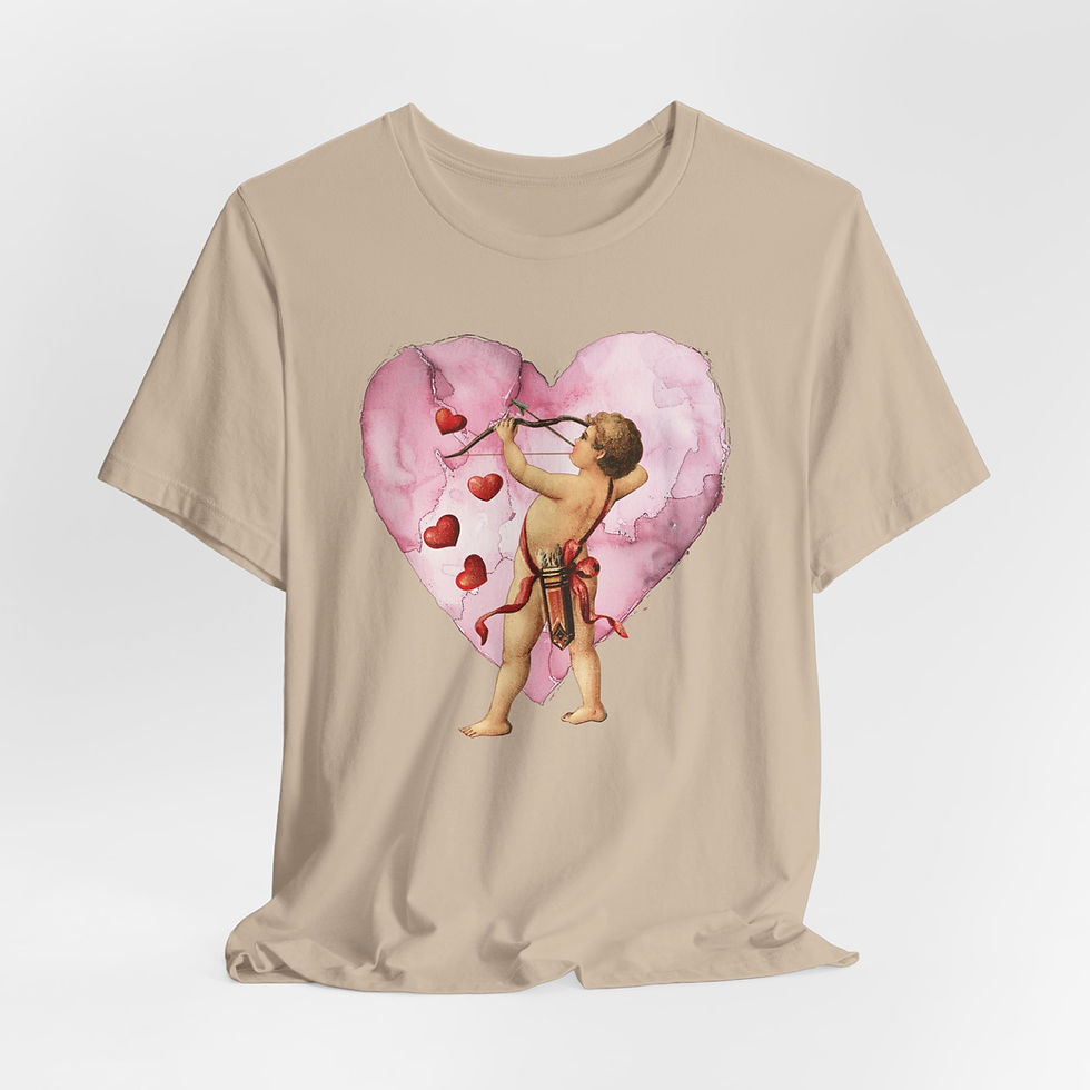 Thumbnail: Vintage Cupid T-Shirt Cherub Heart Artistic Gift Shabby Valentine's Day Tee
