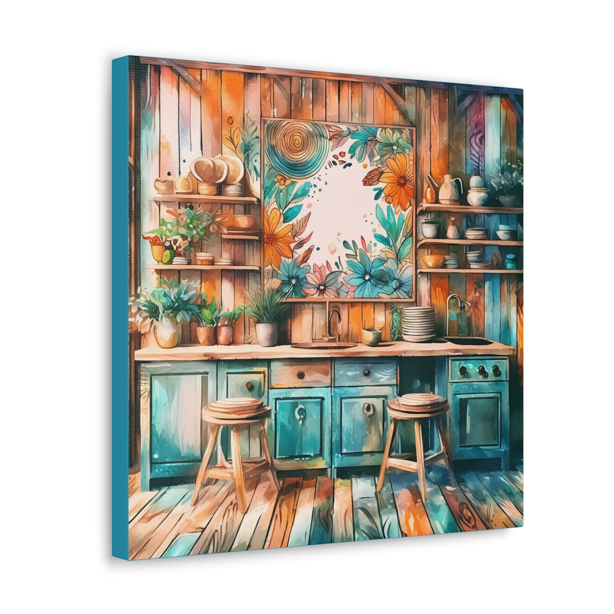 Boho Farmhouse Canvas Art Colorful Rustic Kitchen Artistic Wall Decor