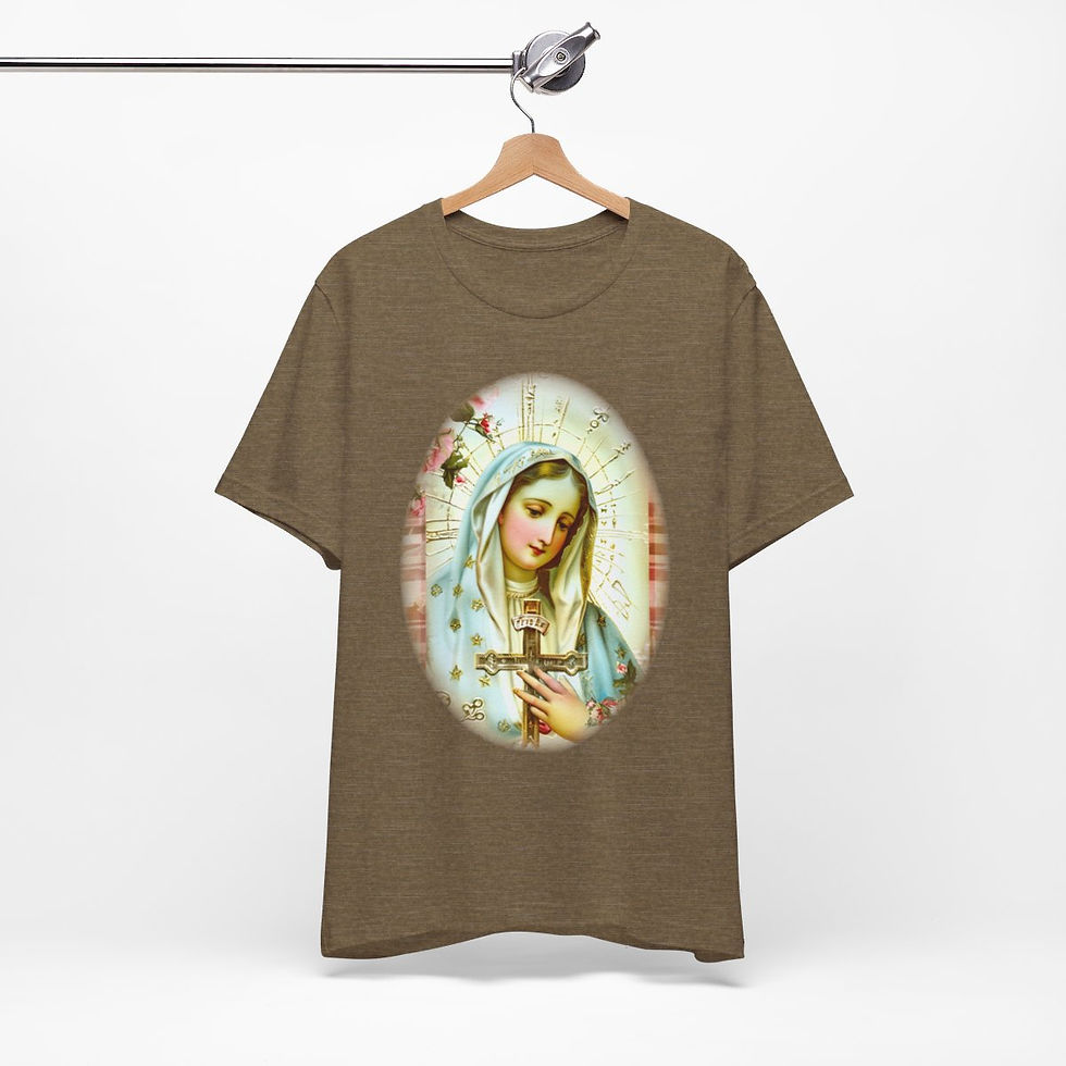 Thumbnail: Shabby Virgin Mary T-Shirt Ave Maria Religious Faith Art Tee Catholic Gifts