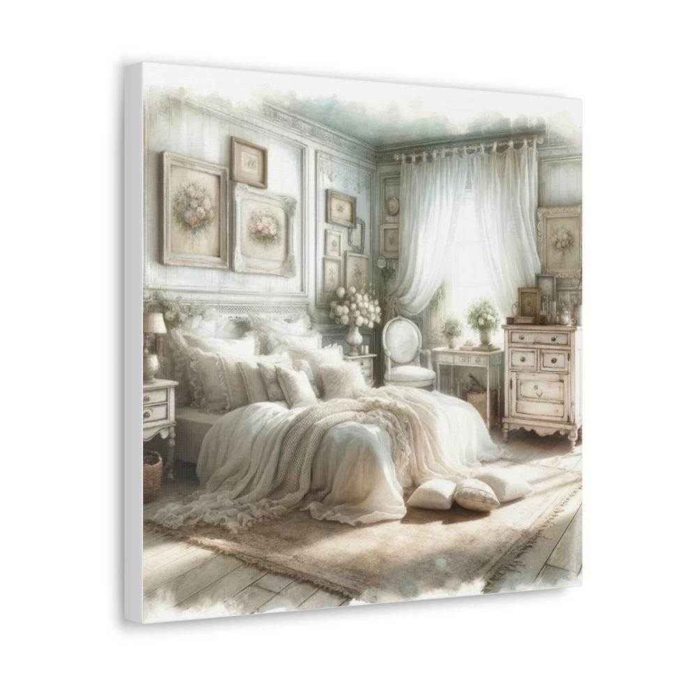 Thumbnail: French Country Canvas Art Romantic Print Shabby Cottage White Bedroom Decor