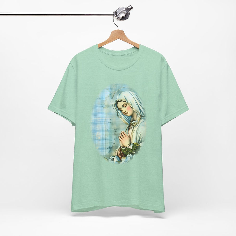 Thumbnail: Shabby Virgin Mary T-Shirt Ave Maria Religious Faith Art Tee Catholic Gifts