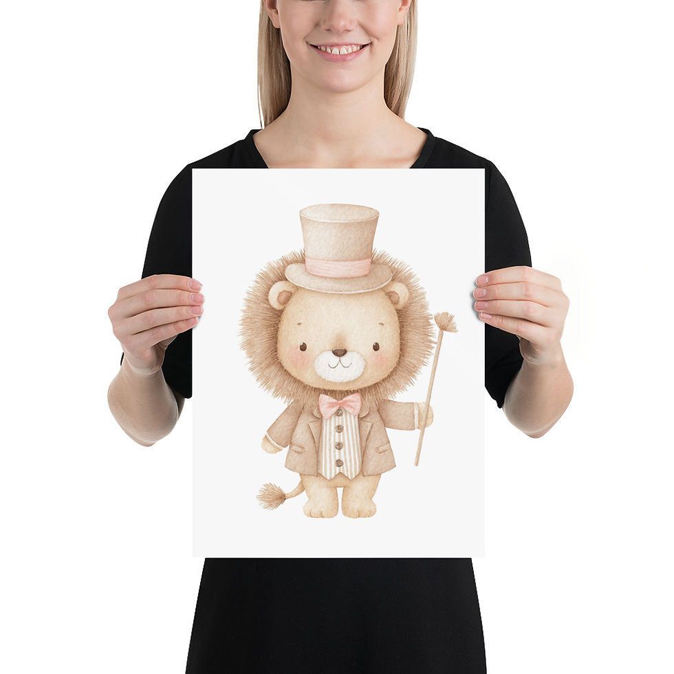 Thumbnail: Children's Nursery Decor Pastel Baby Lion Watercolor Art Print, Circus Theme