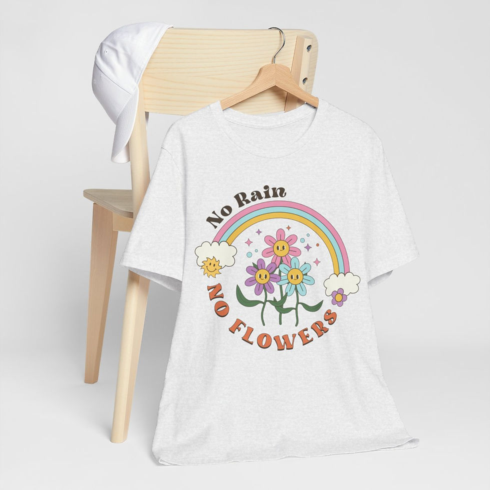 Thumbnail: Spiritual Art T-Shirt Motivational Gifts No Rain No Flowers Retro Apparel