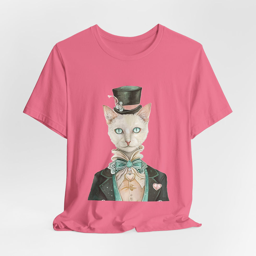 Thumbnail: Victorian Cat Art T-Shirt Shabby Male Kitty Expressive Artistic Cat Lover Gift