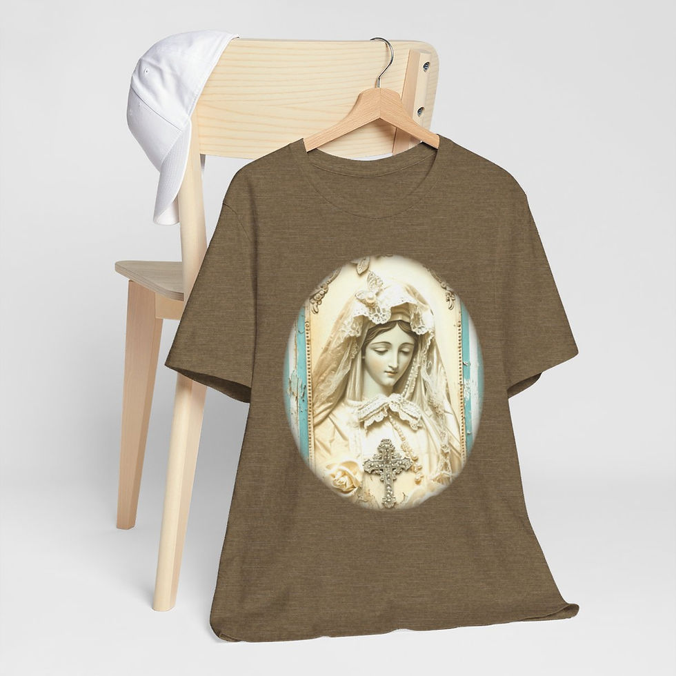 Thumbnail: Shabby Virgin Mary T-Shirt Ave Maria Religious Faith Art Tee Catholic Gifts