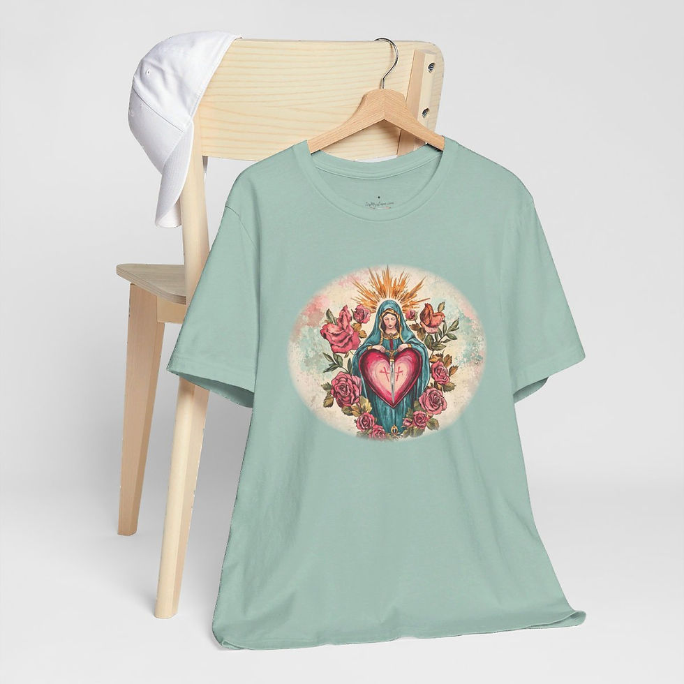 Thumbnail: Virgin Mary T-Shirt Shabby Mother Mary Immaculate Heart Catholic Art Tee
