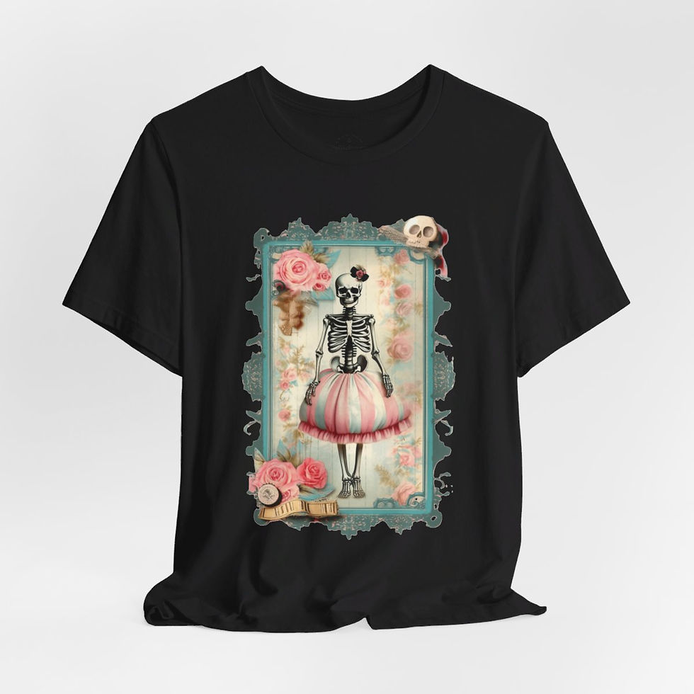 Thumbnail: Halloween T-Shirt Creepy Skeleton Art Shabby zombie Fall Art Apparel Trendy Gift