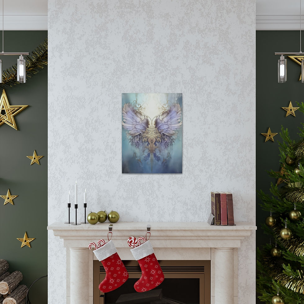 Thumbnail: Shabby Angel Wings Canvas Art Peaceful Artwork Watercolor Print Wall Decor 