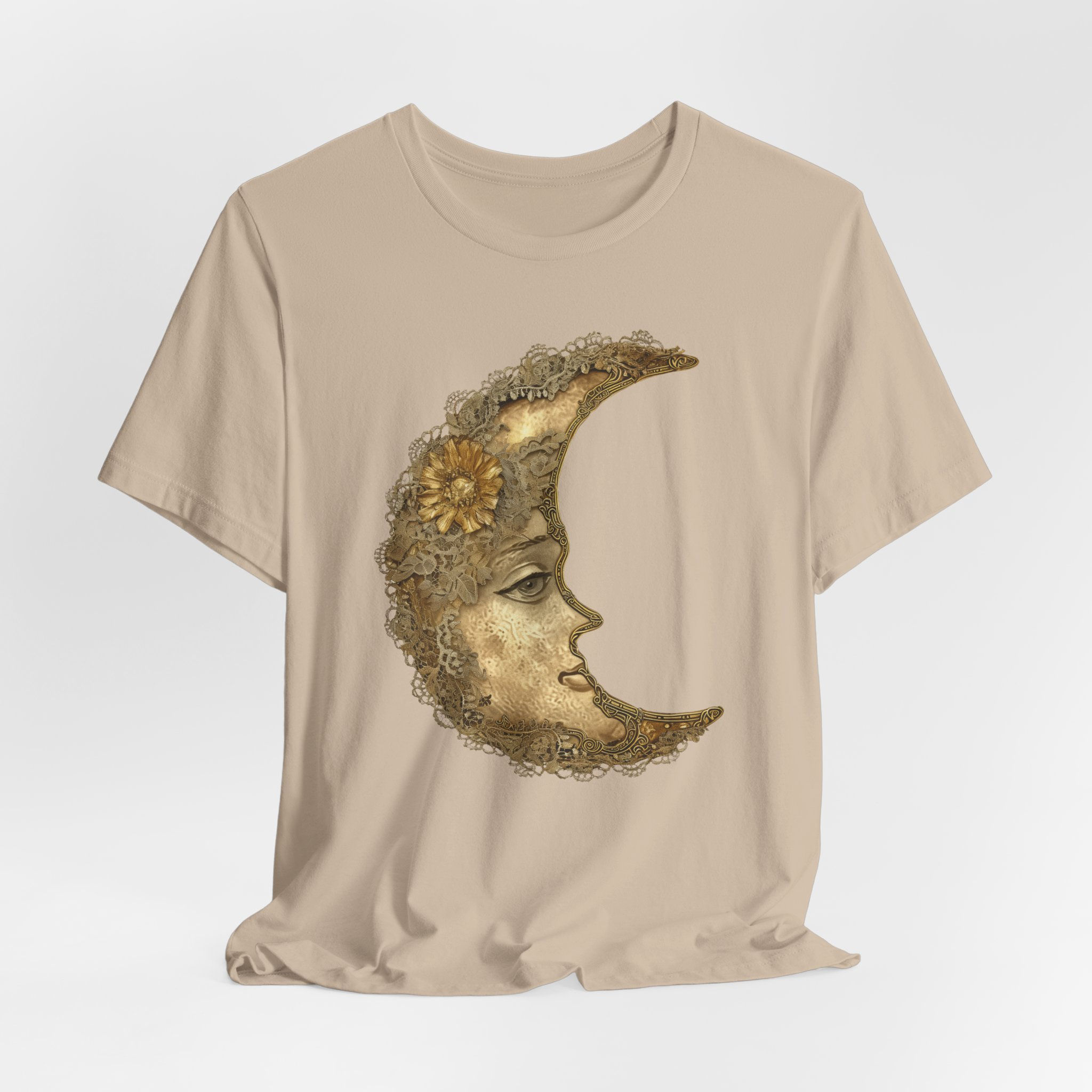 Shabby Crescent Moon T-Shirt Vintage Celestial Boho Witchy Trendy Artistic Gift 
