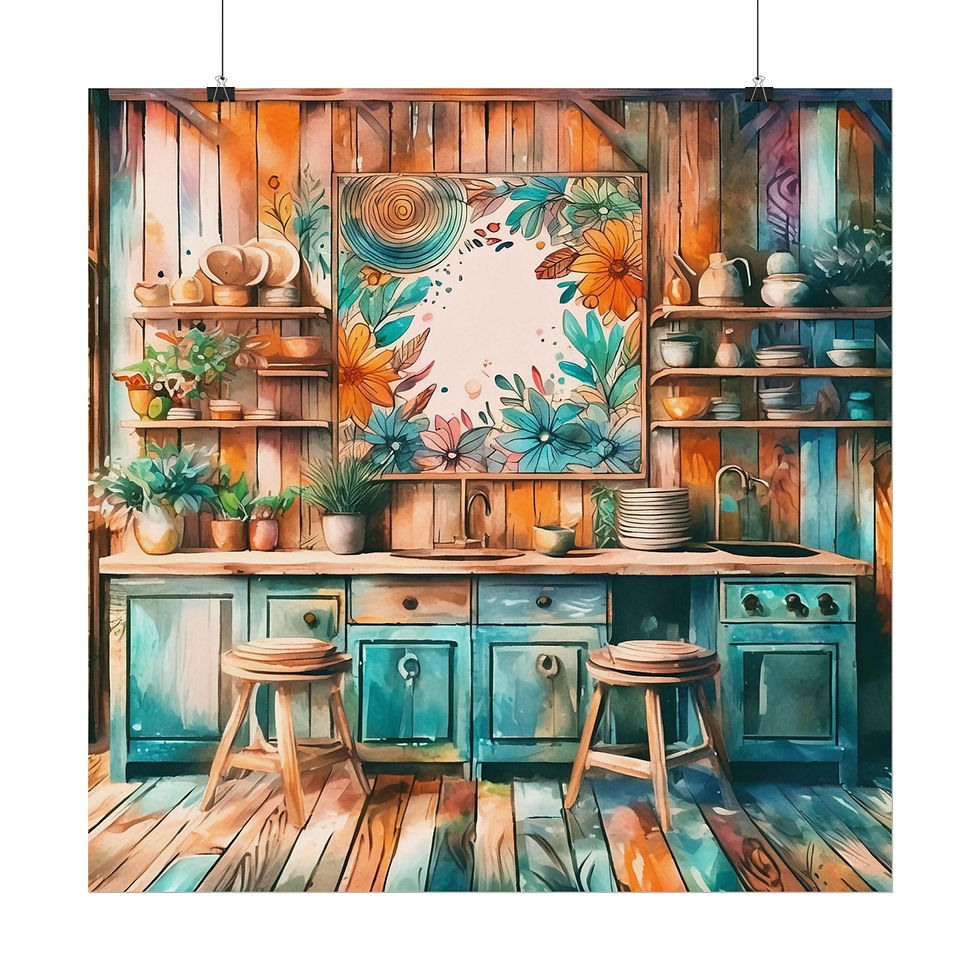 Thumbnail: Farmhouse Boho Watercolor Art Colorful Rustic Kitchen Artistic Wall Decor
