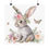 Thumbnail: Shabby Spring Art Print Rabbit Butterfly Floral Cottage Farmhouse Decor