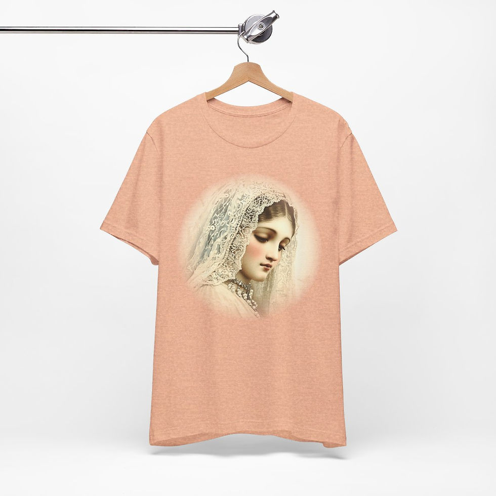 Thumbnail: Shabby Virgin Mary T-Shirt Ave Maria Religious Faith Art Tee Catholic Gifts