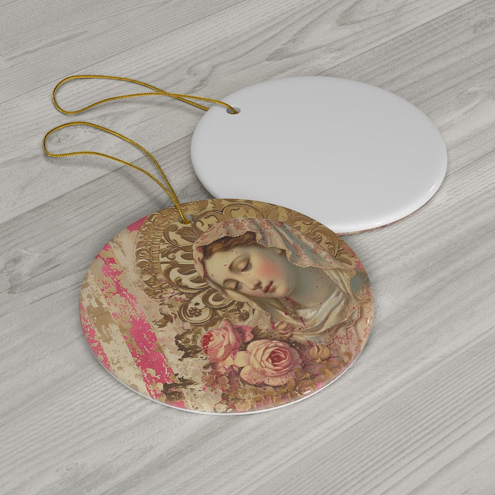 Thumbnail: Shabby Virgin Mary Ornament Madonna Pink Christmas Decor Catholic Gifts