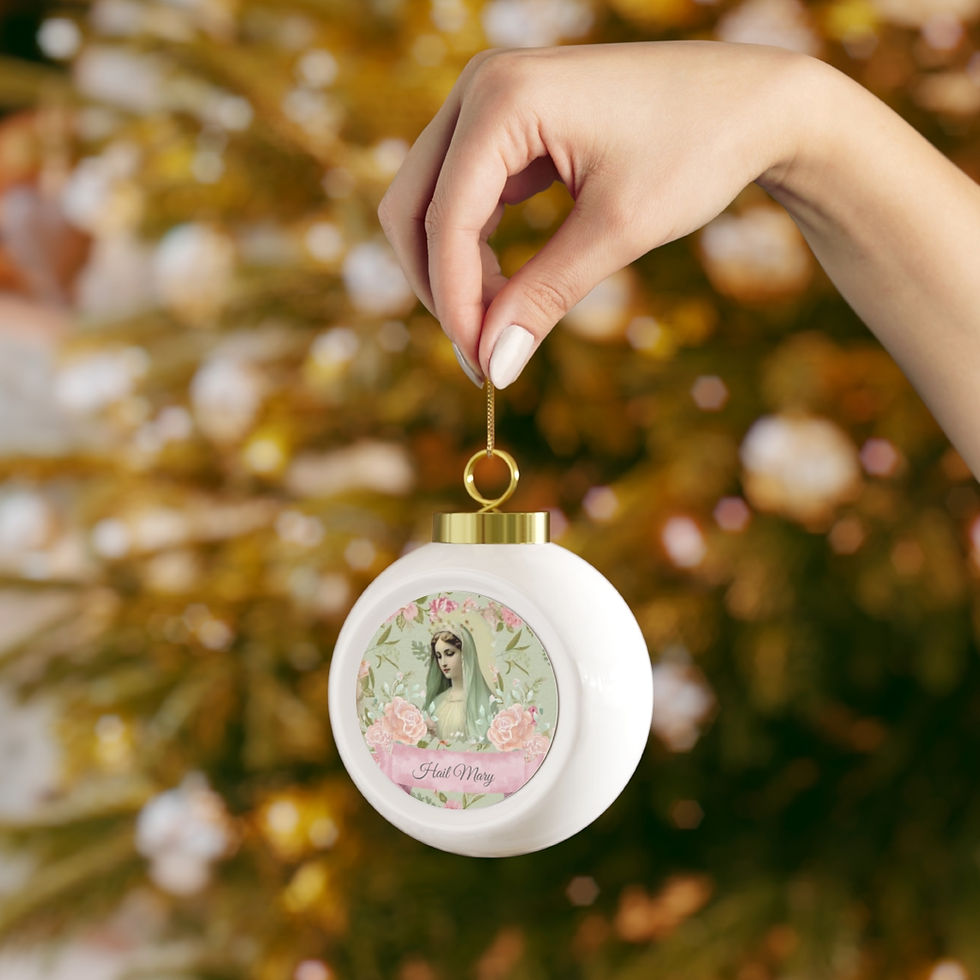 Thumbnail: Virgin Mary Christmas Ornament Hail Mary Shabby Chic Religious Art Ornament
