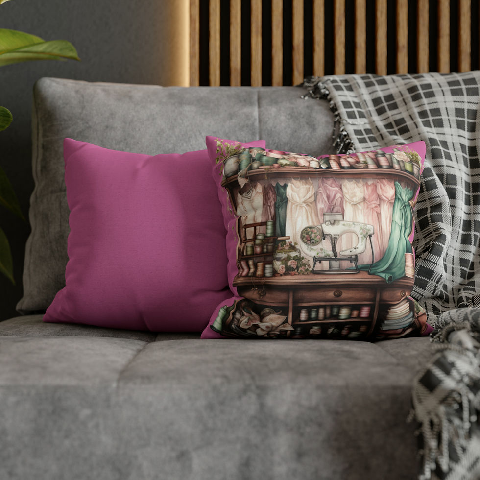 Thumbnail: Pink Artistic Throw Pillow cover Shabby French Farmhouse Nostalgic sewing decor