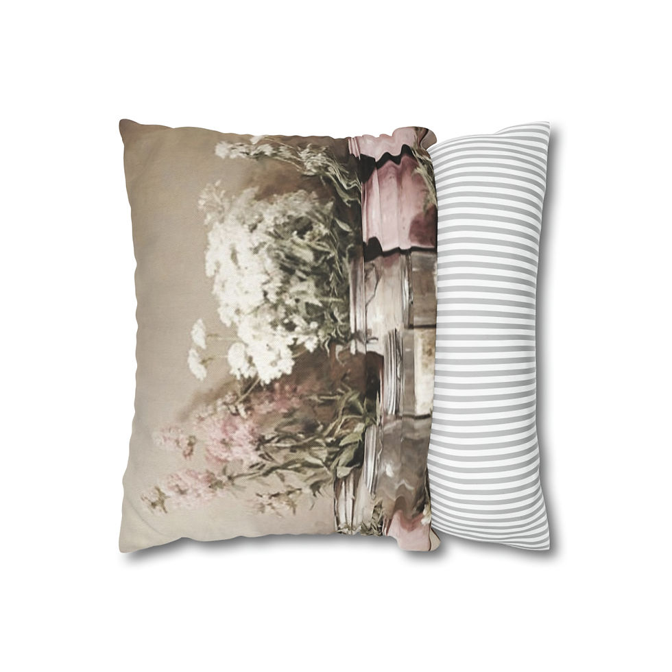 Thumbnail: Shabby Farmhouse French Country Home Decor Throw Pillow cover Pastel pink Jars