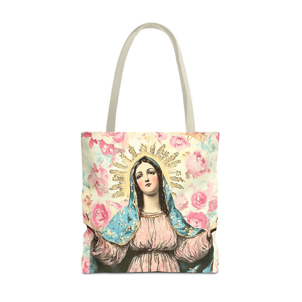 Thumbnail: Shabby ReligiousTote Bag Vintage Virgin Mary Peaceful Artistic Catholic Gift
