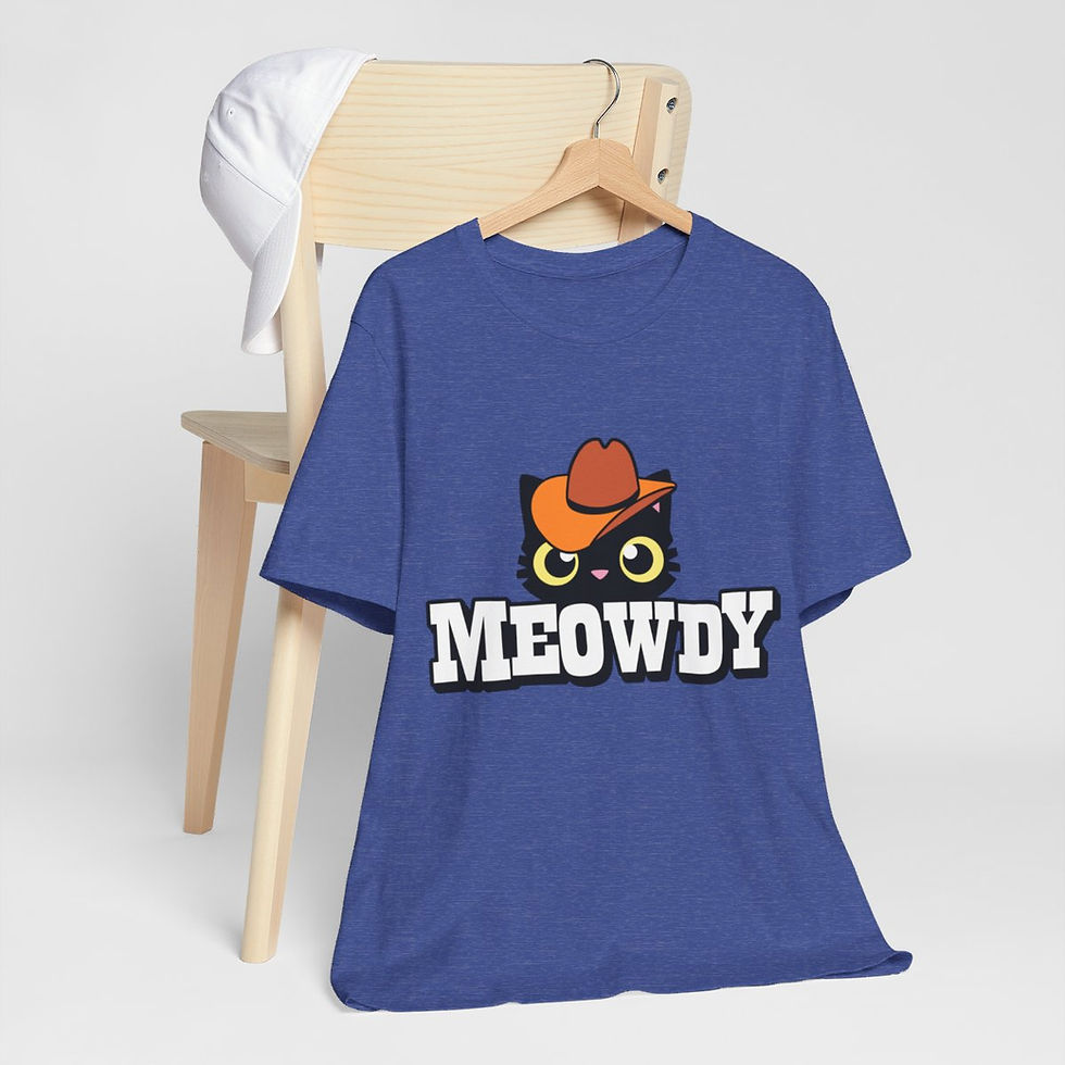 Thumbnail: Sarcastic T-Shirt Meowdy Cowboy Cat Art Tee Expressive Fun Unique Gifts