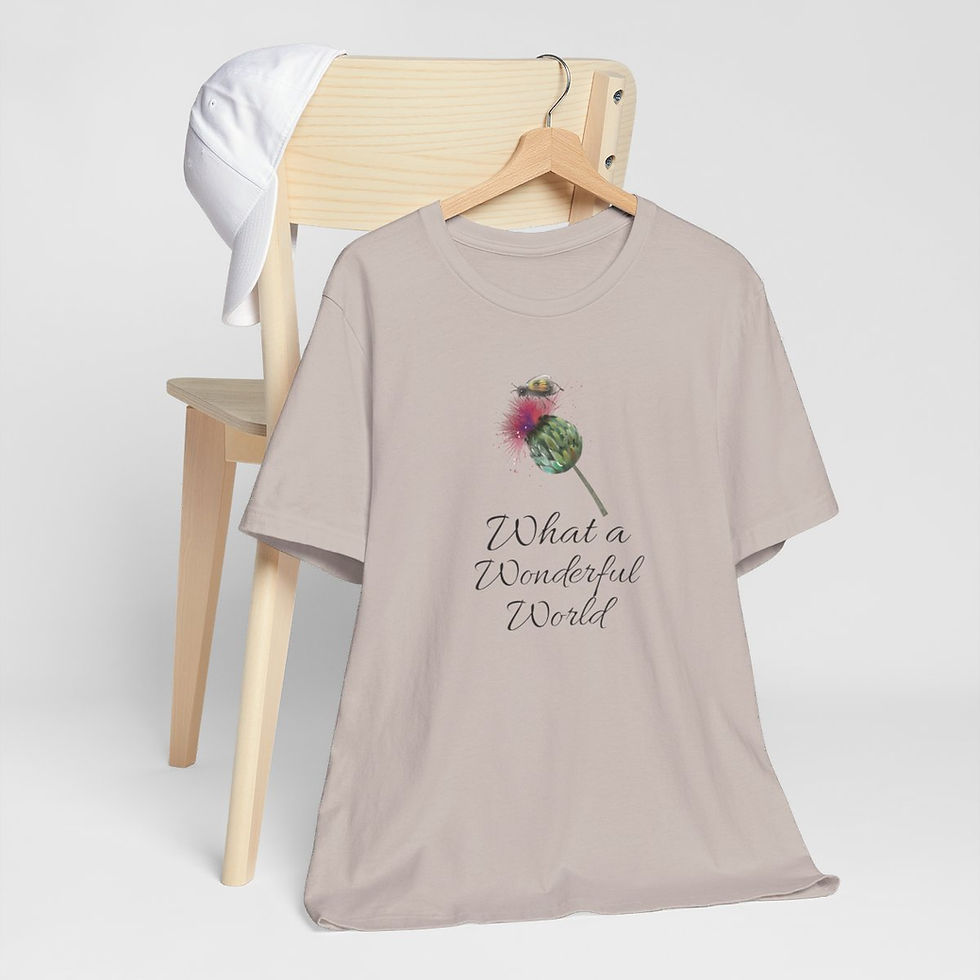 Thumbnail: Uplifting T-Shirt What a Wonderful World Tee Bumble bee & Flower Artistic Gifts