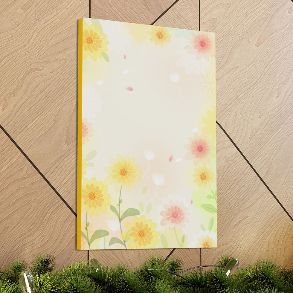Thumbnail: Canvas Art Print Pink and Yellow Flowers Artwork Spring Decor