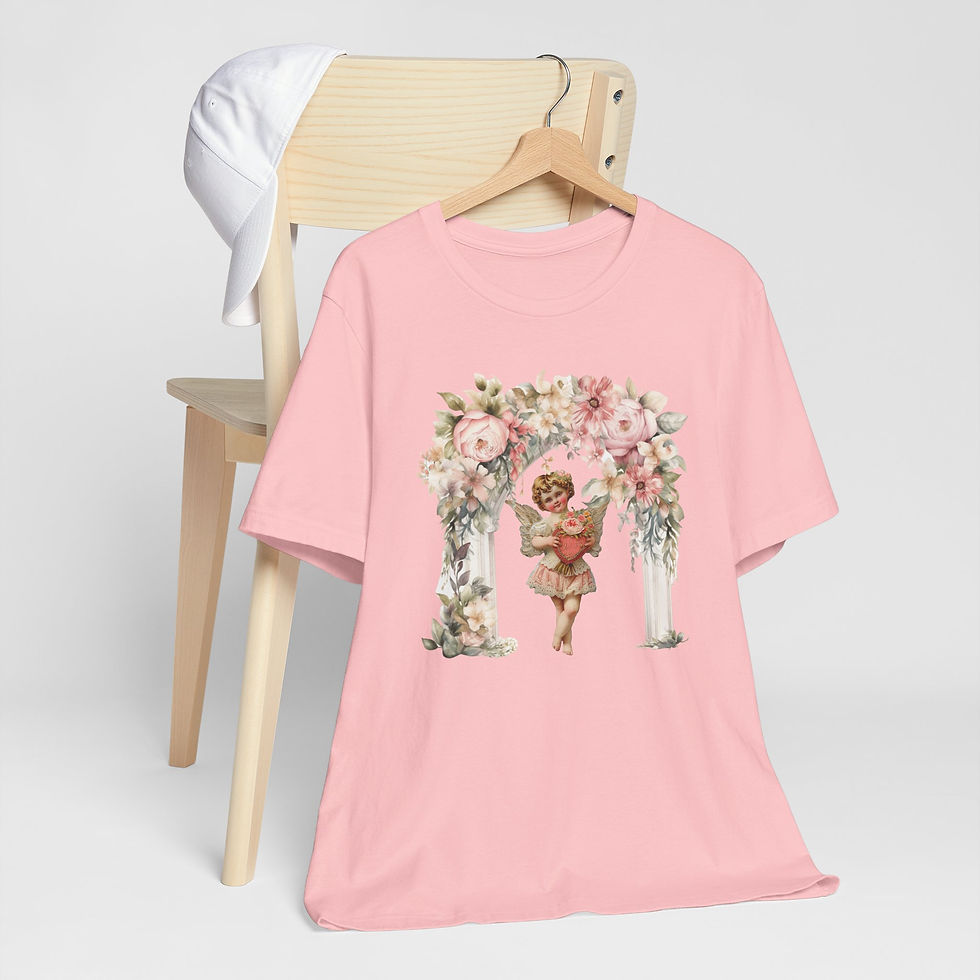 Thumbnail: Vintage Cherub T-Shirt Shabby Cupid Pink Roses Artistic Gift Valentine's Day Tee