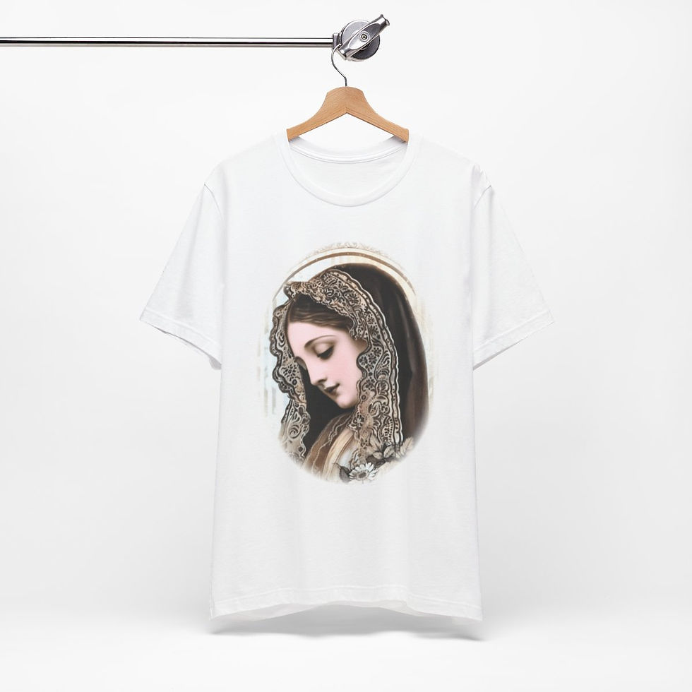 Thumbnail: Virgin Mary T-Shirt Shabby French Ave Maria Faith Art Tee Catholic Gifts