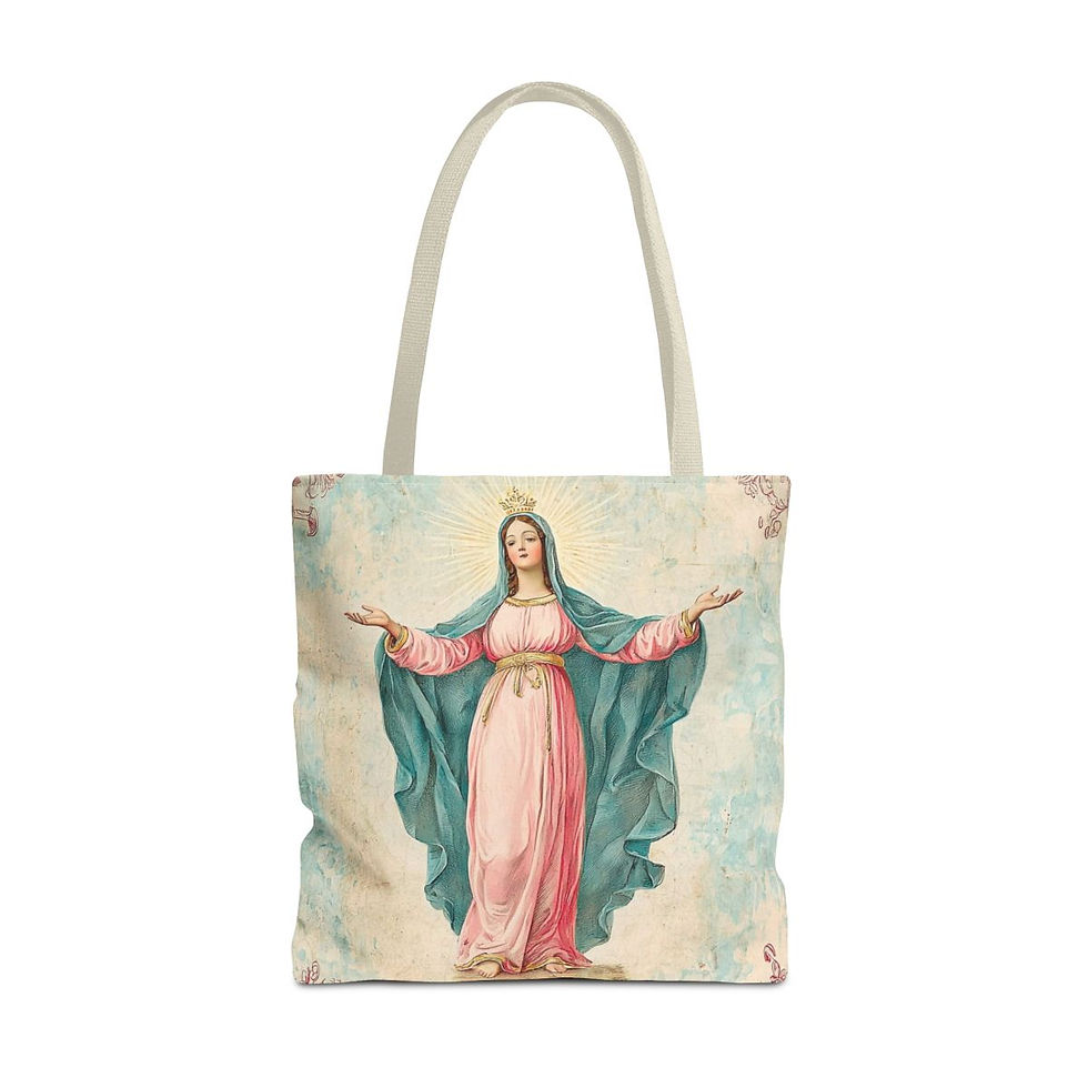 Thumbnail: Shabby Religious Artistic Tote Bag Vintage Virgin Mary Peaceful Catholic Gift