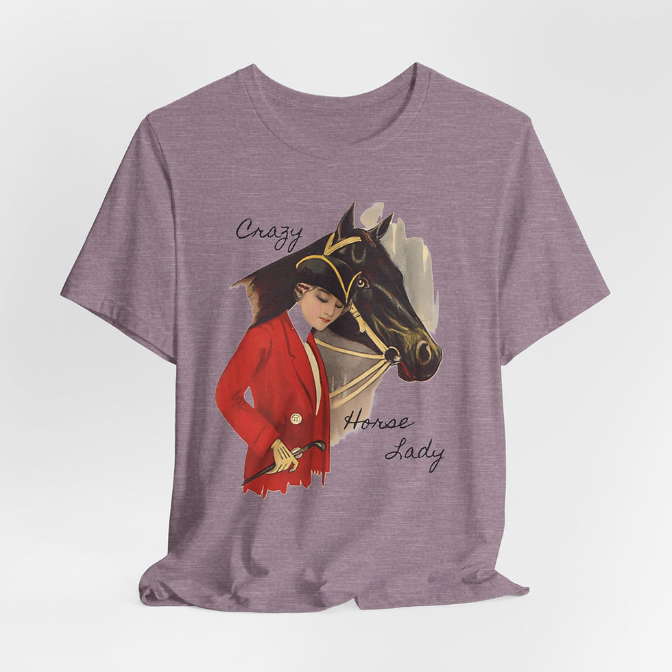 Thumbnail: Artistic Equestrian T-Shirt Crazy Horse Lady Art Deco Woman Wearable Vintage Art