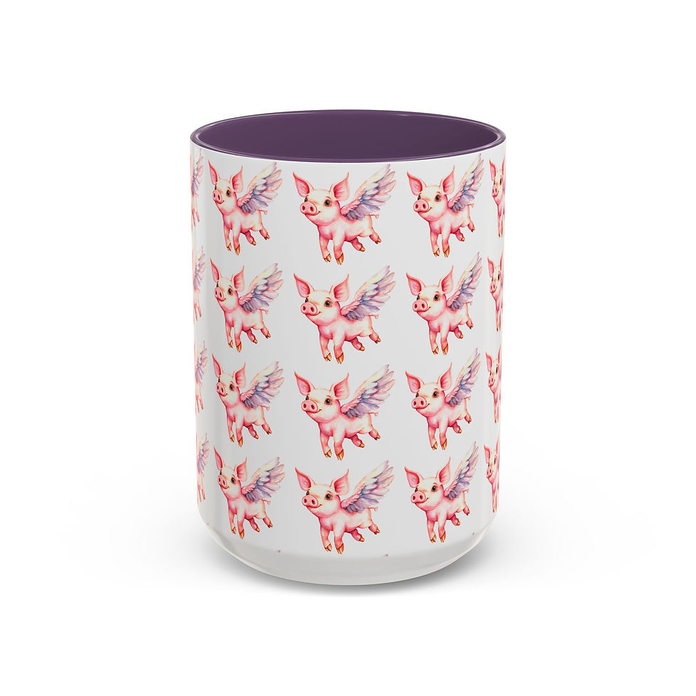 Thumbnail: Pig Lover Coffee Mug Flying Pig with Wings Angel Pig Artistic Gift 