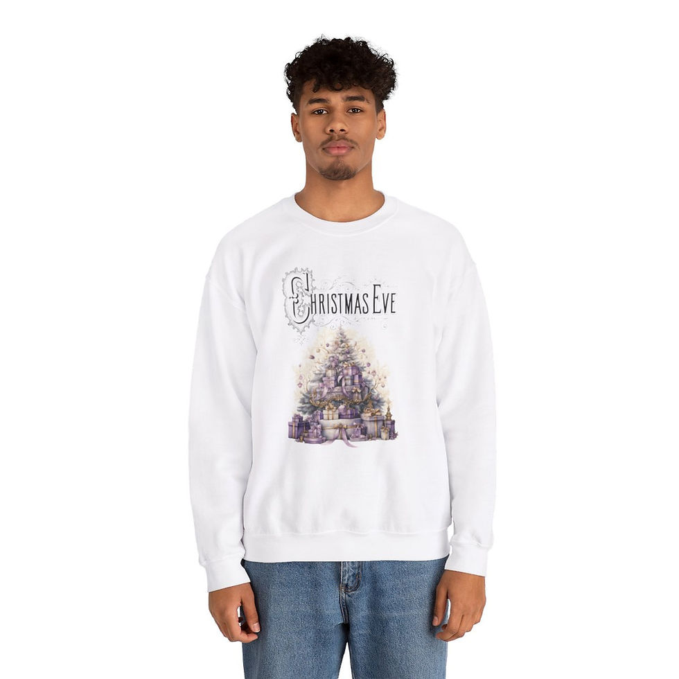 Thumbnail: Shabby Christmas Eve Sweatshirt Purple Christmas Tree Wearable Art Holiday Shirt