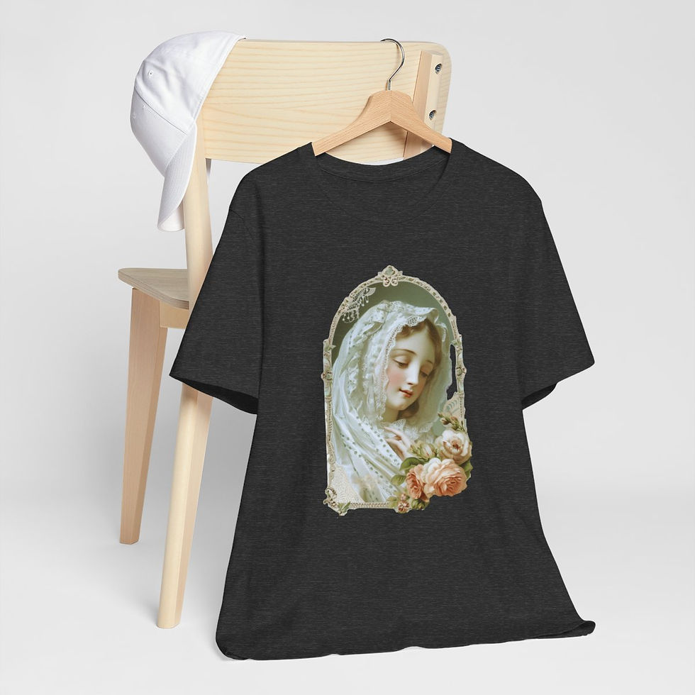Thumbnail: Shabby Religious T-Shirt Virgin Mary Art Tee Thoughtful Catholic Gifts of Faith