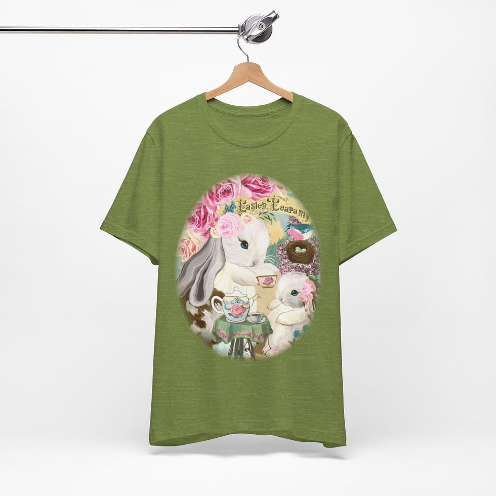 Thumbnail: Shabby T-Shirt Bunny having Tea Pink Roses Chic Art Tee Artistic Apparel & Gifts