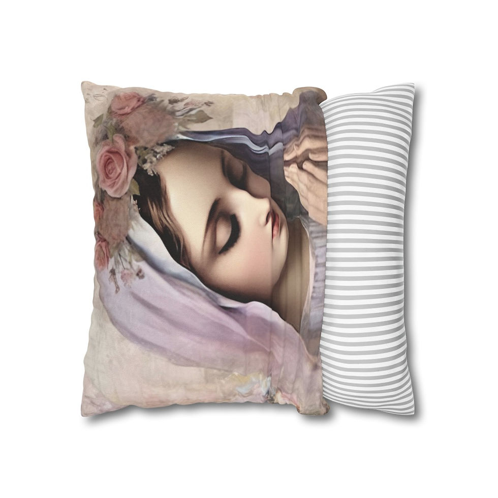 Thumbnail: Shabby Virgin Mary Throw Pillow cover Lavender Pastel Art Catholic Faith Decor