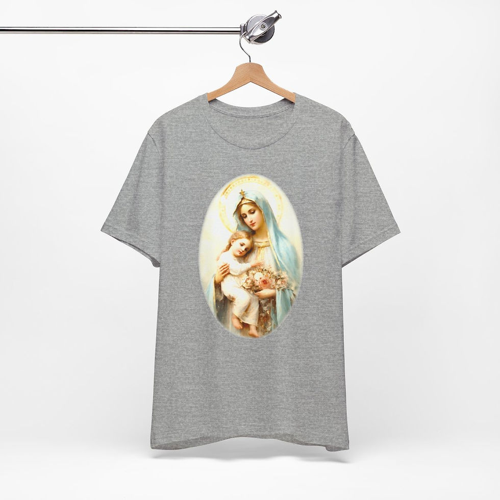 Thumbnail: Virgin Mary T-Shirt Madonna and Child Religious Faith Art Tee Catholic Gifts