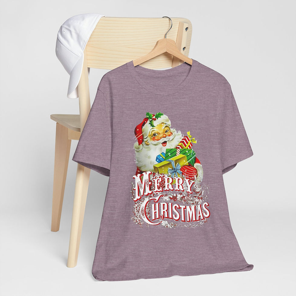 Thumbnail: Retro Santa Claus T-Shirt Merry Christmas Vintage Art Tee Holiday Apparel