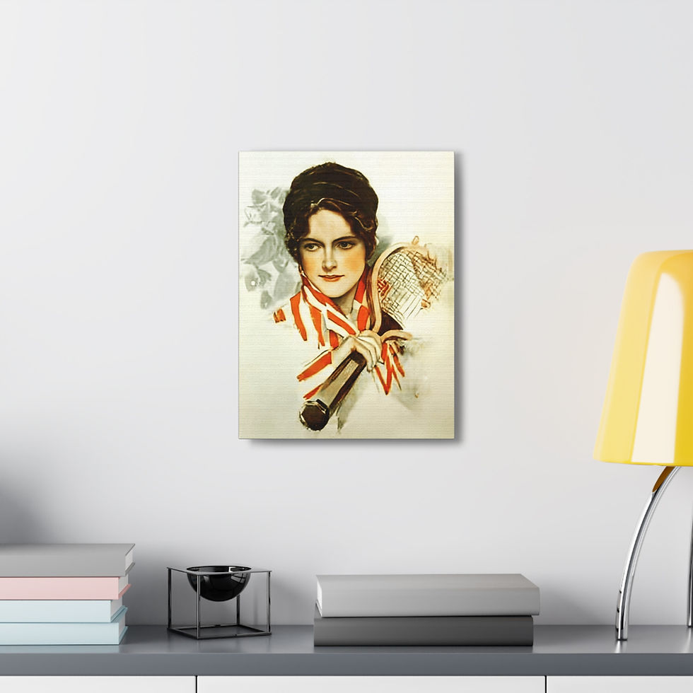 Thumbnail: Vintage Tennis Art Canvas Woman with Tennis Racket Harrison Fisher Wall Decor 