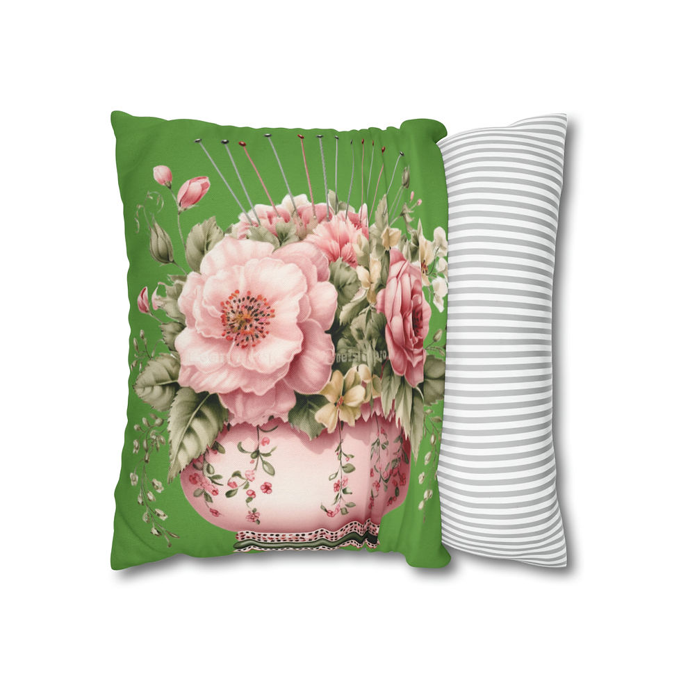 Thumbnail: Green Artistic Throw Pillow cover Shabby French Victorian Roses Nostalgic decor