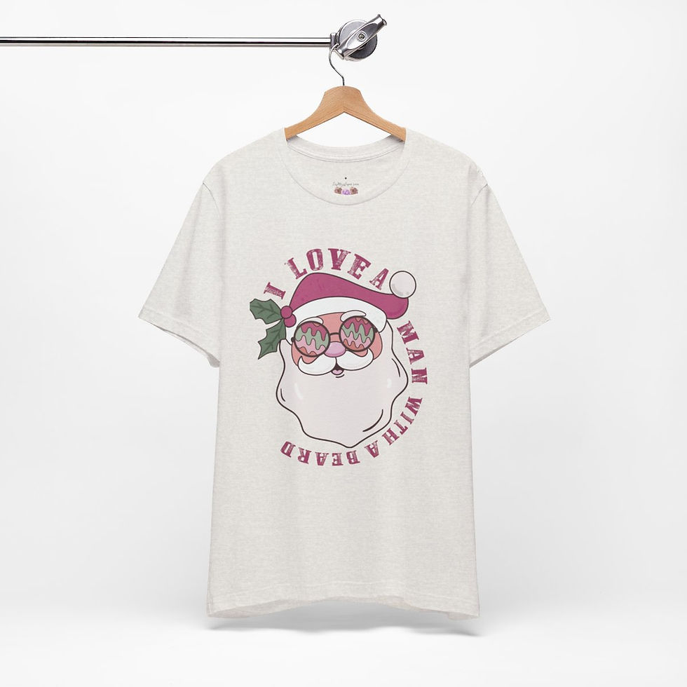 Thumbnail: Cool Retro Santa T-Shirt Christmas Art Holiday Apparel Love a Man with a Beard