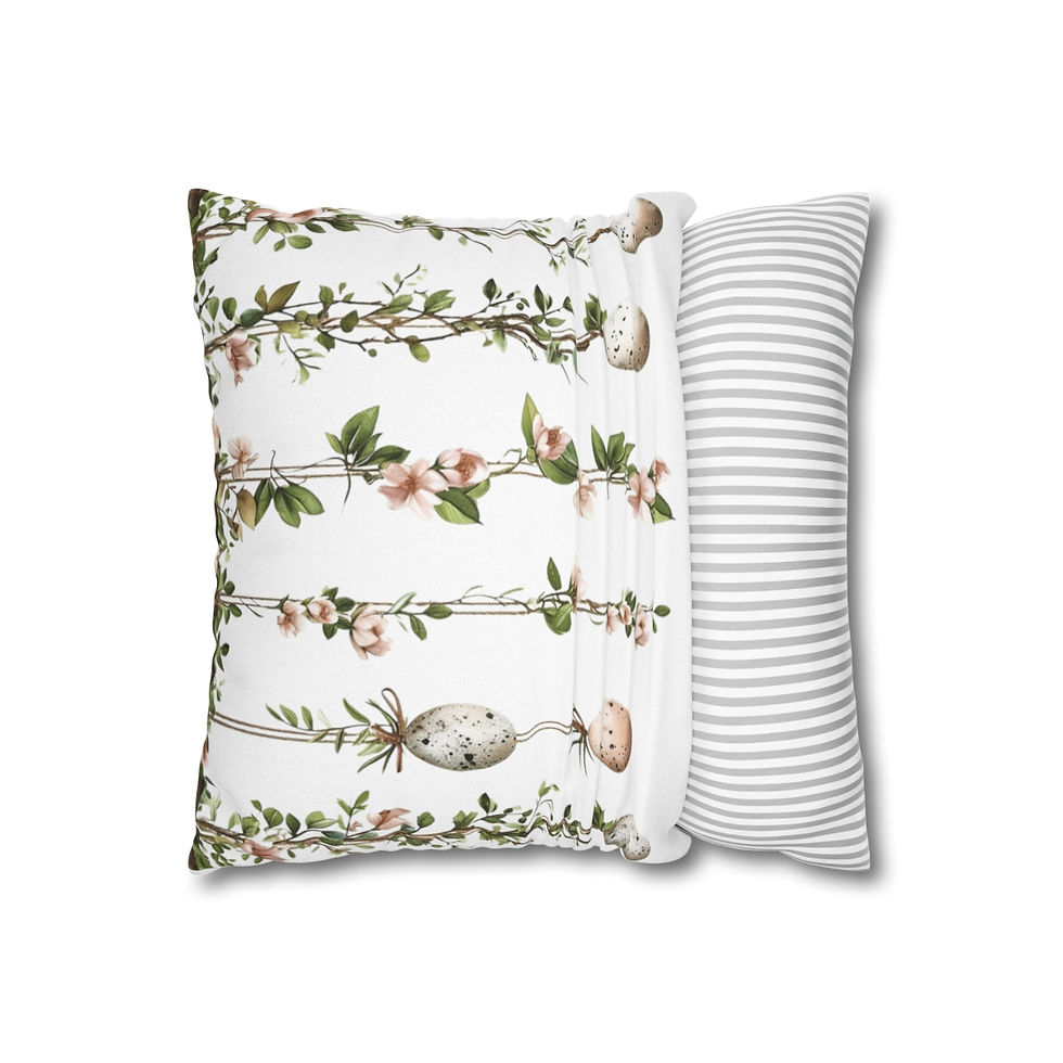Thumbnail: Artistic Shabby Farmhouse Spring Decor Throw Pillow cover Eggs Bunny Rabbit