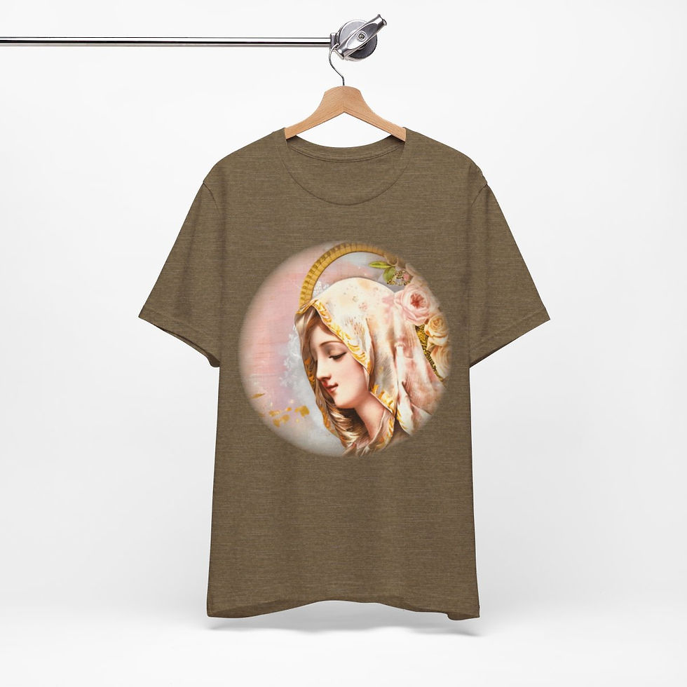Thumbnail: Shabby Virgin Mary T-Shirt Ave Maria Religious Faith Art Tee Catholic Gifts