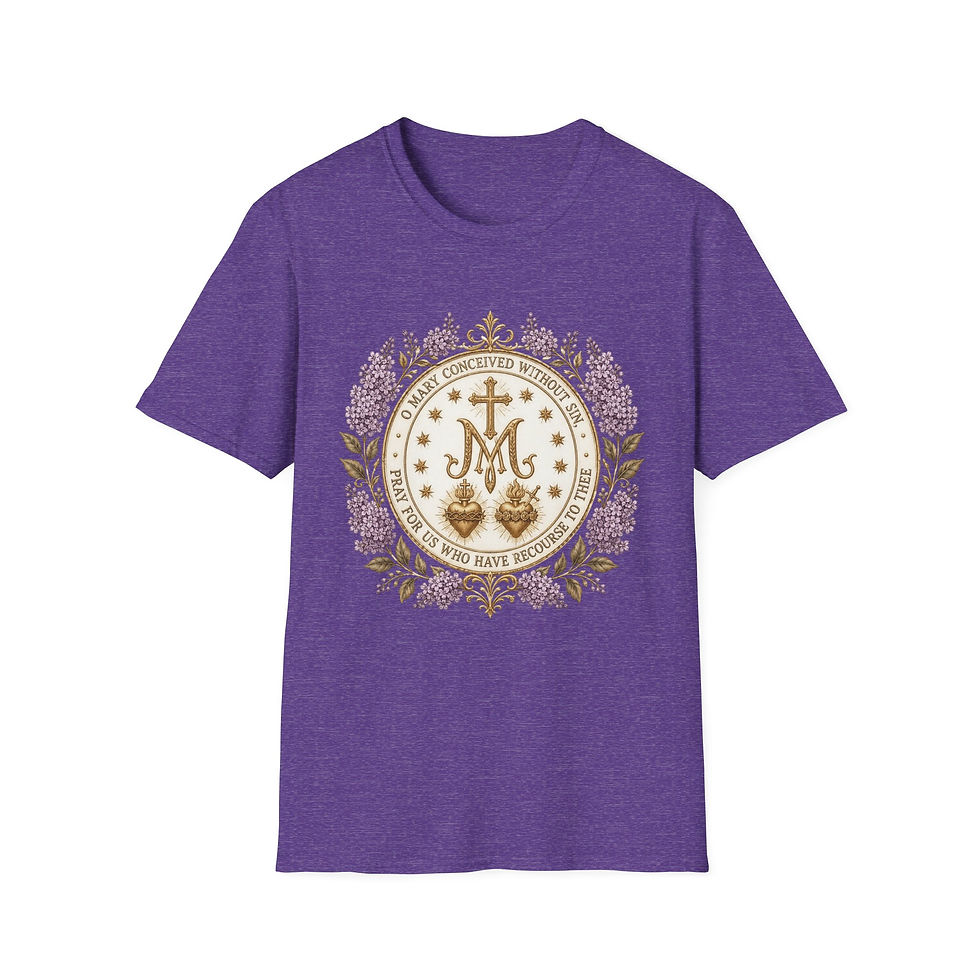 Thumbnail: Miraculous Medal T-Shirt - Catholic Faith, Our Lady of Grace Wearable Art Tee