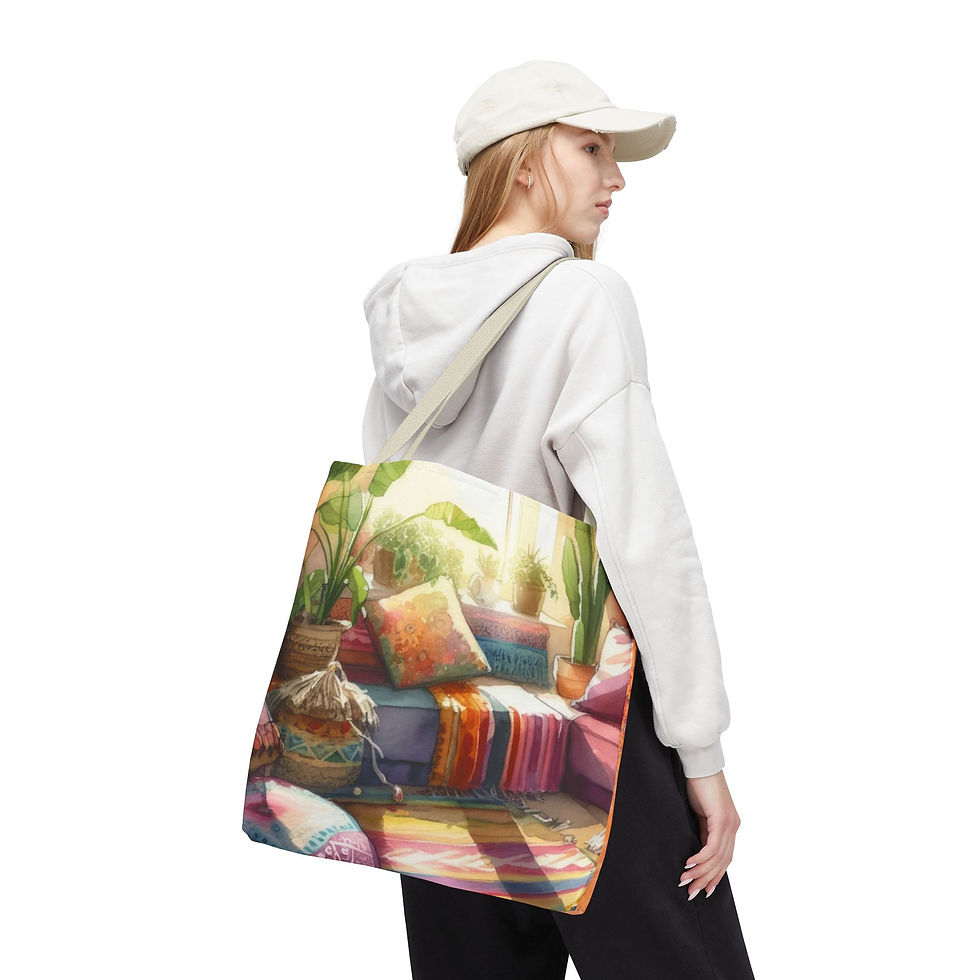 Thumbnail: Boho Tote Bag  Colorful Relaxing Bohemian Gypsy Style Artistic Trendy Gift 