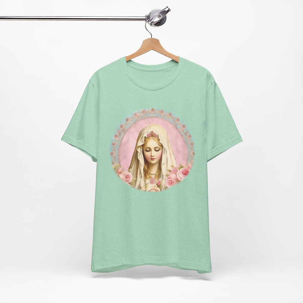Thumbnail: Virgin Mary T-Shirt Shabby French Madonna Ave Maria Art Tee Catholic Faith Gifts