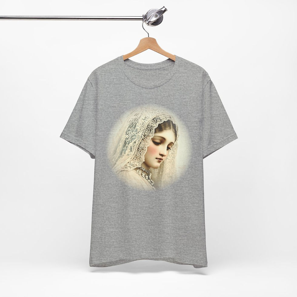 Thumbnail: Shabby Virgin Mary T-Shirt Ave Maria Religious Faith Art Tee Catholic Gifts