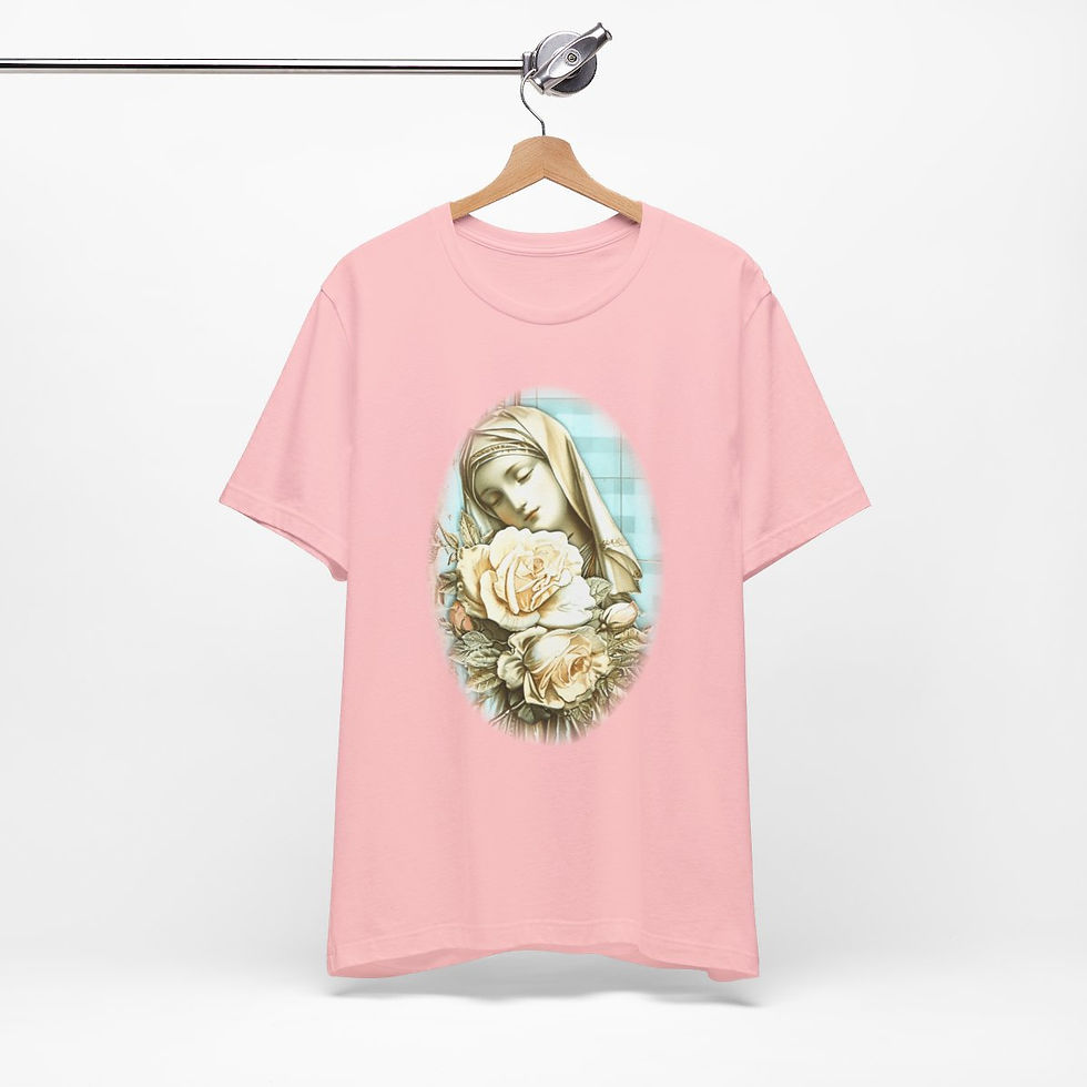 Thumbnail: Shabby Virgin Mary T-Shirt Ave Maria Religious Faith Art Tee Catholic Gifts