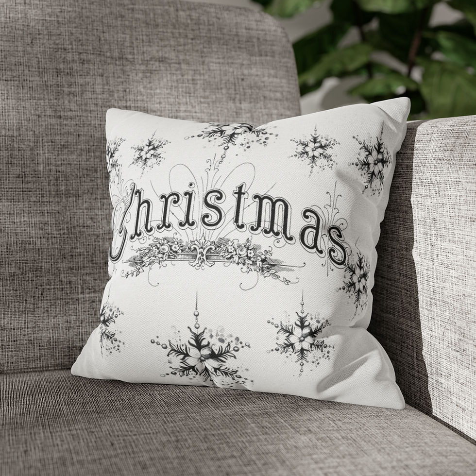 Thumbnail: Black & White Christmas Decor Throw Pillow Cover Christmas Snowflakes