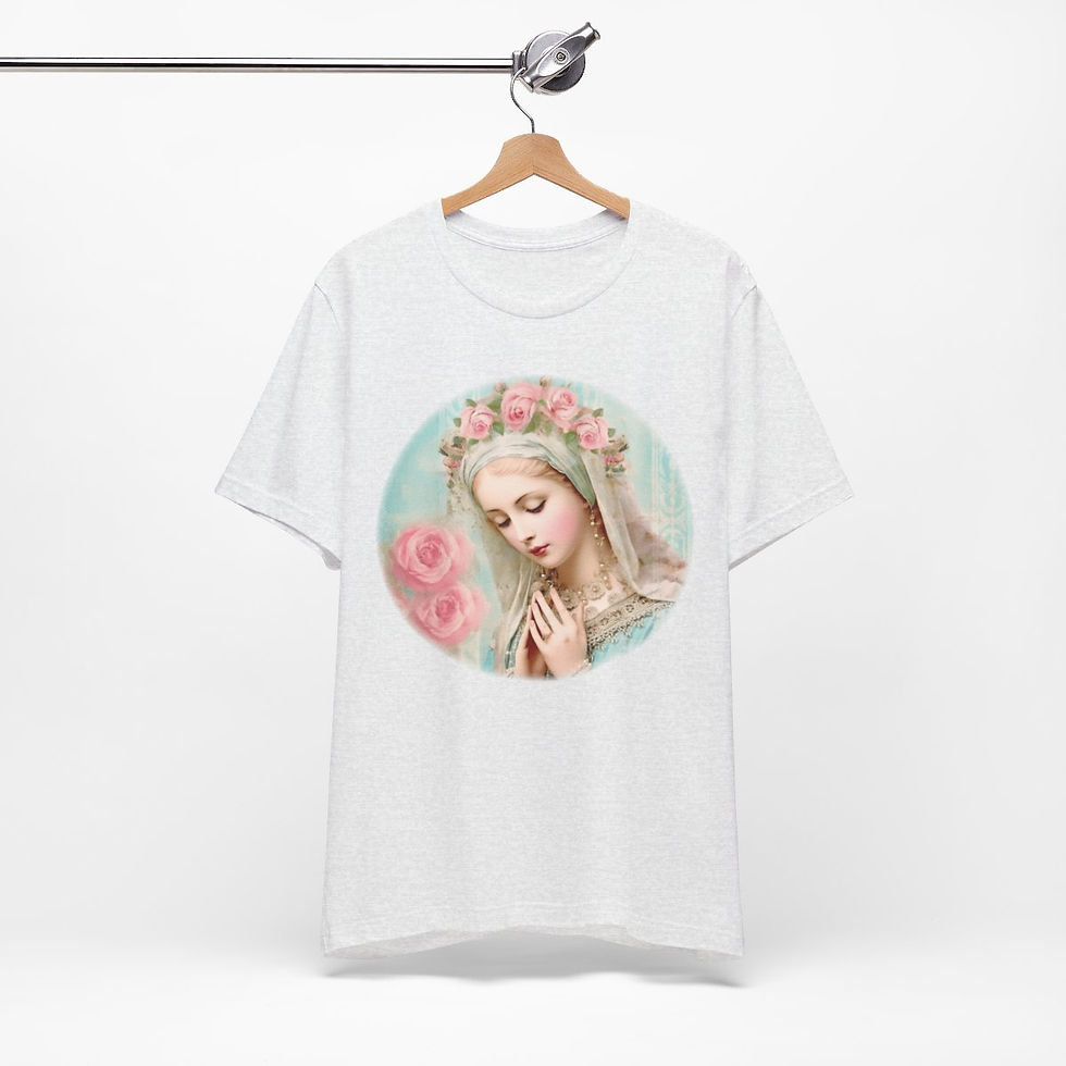 Thumbnail: Virgin Mary T-Shirt Shabby French Madonna Ave Maria Art Tee Catholic Faith Gifts