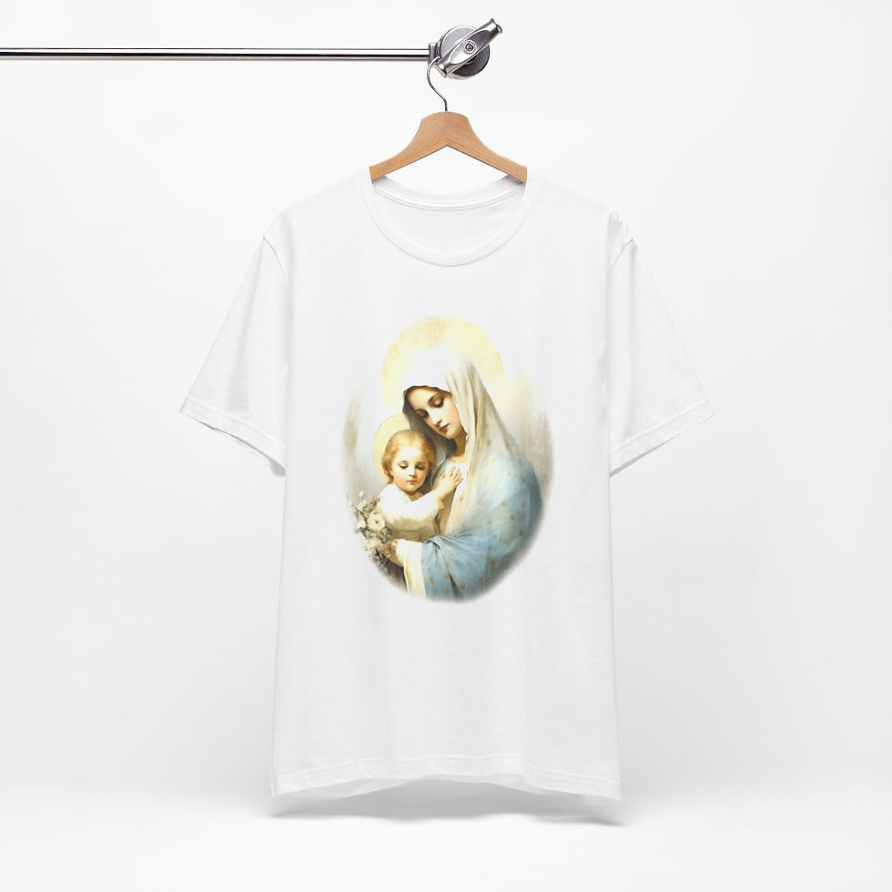 Thumbnail: Virgin Mary T-Shirt Madonna and Child Religious Faith Art Tee Catholic Gifts